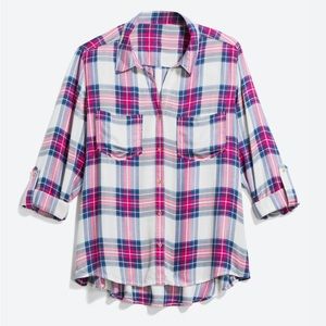 Tinsel Pocket Button Down - Stitch Fix Plaid Shirt - Size S